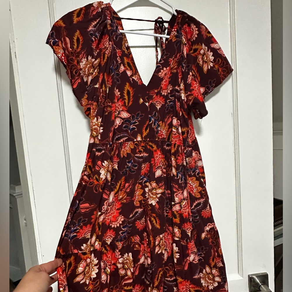 Old Navy Burgundy and Orange Floral Blouse